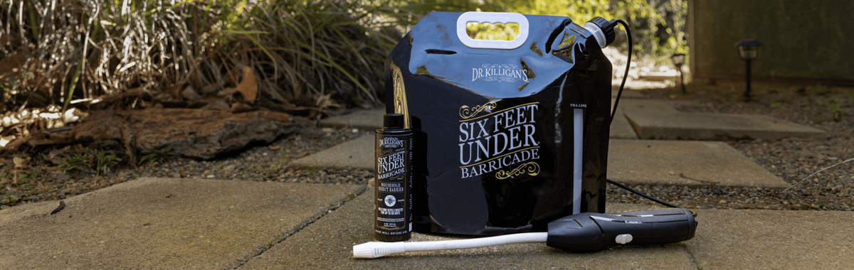 Dr. Killigan's Six Feet Under Barricade sprayer on an outdoor patio