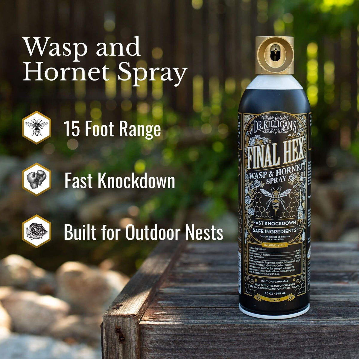 Dr. Killigan's final hex was spray on a wooden crate with an outdoor background