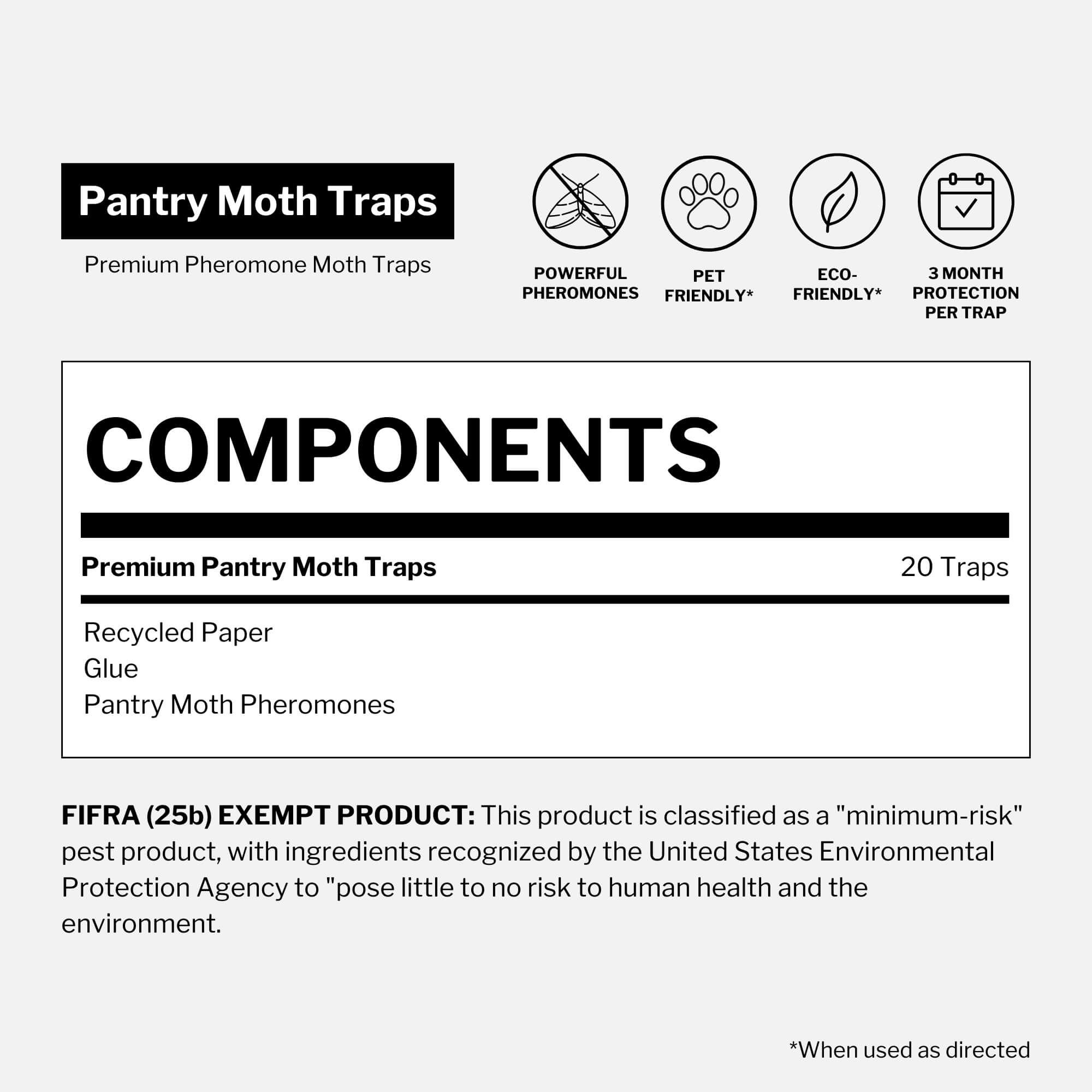 Pantry Moth Trap (20 Pack) - Double Potent Pheromone & Glue Formula - Protect Food & Kitchens