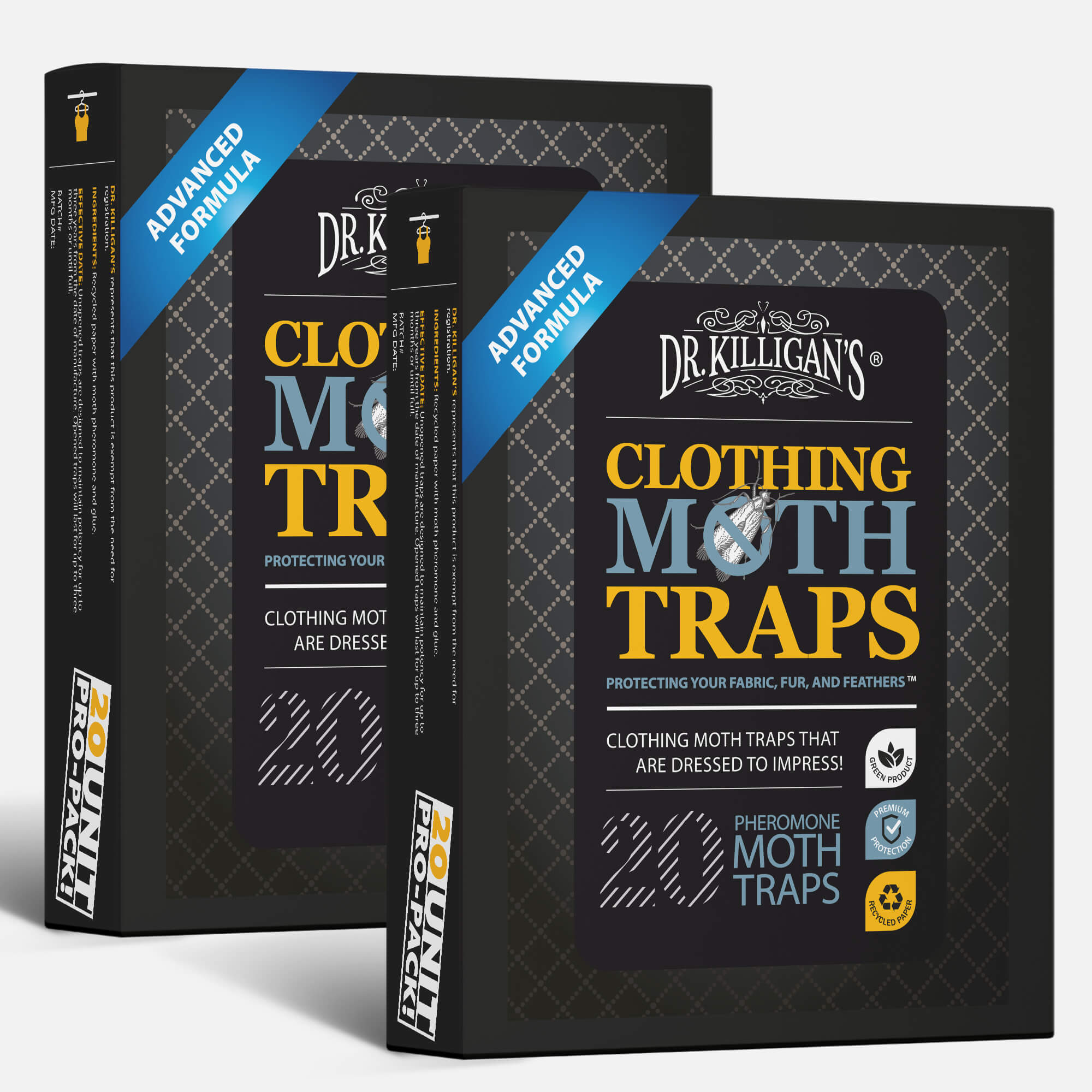 Front of Dr. Killigan's black clothing moth traps, box of 40 #multipacks_40 traps, color_black
