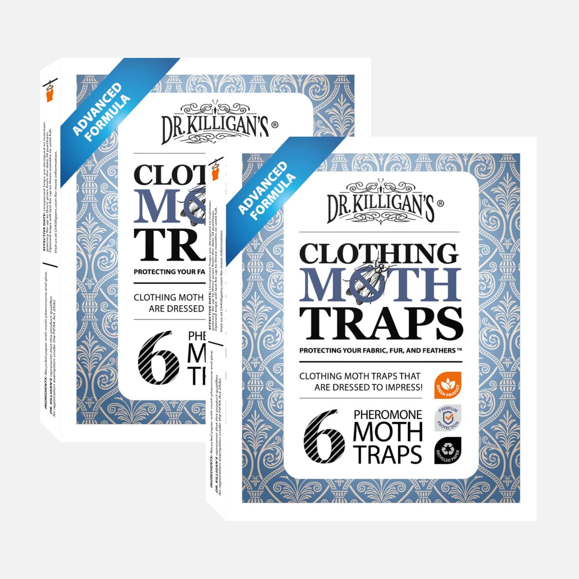 Front of Dr. Killigan's white clothing moth traps, 2 boxes #multipacks_12 traps,color_white