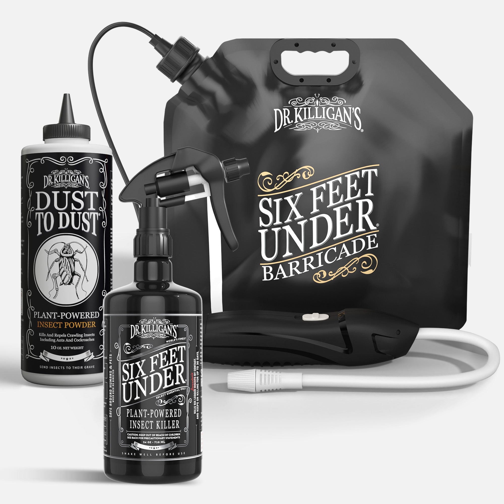 Dr. Killigan's Six feet under barricade, Six feet under insect spray and Dust to dust