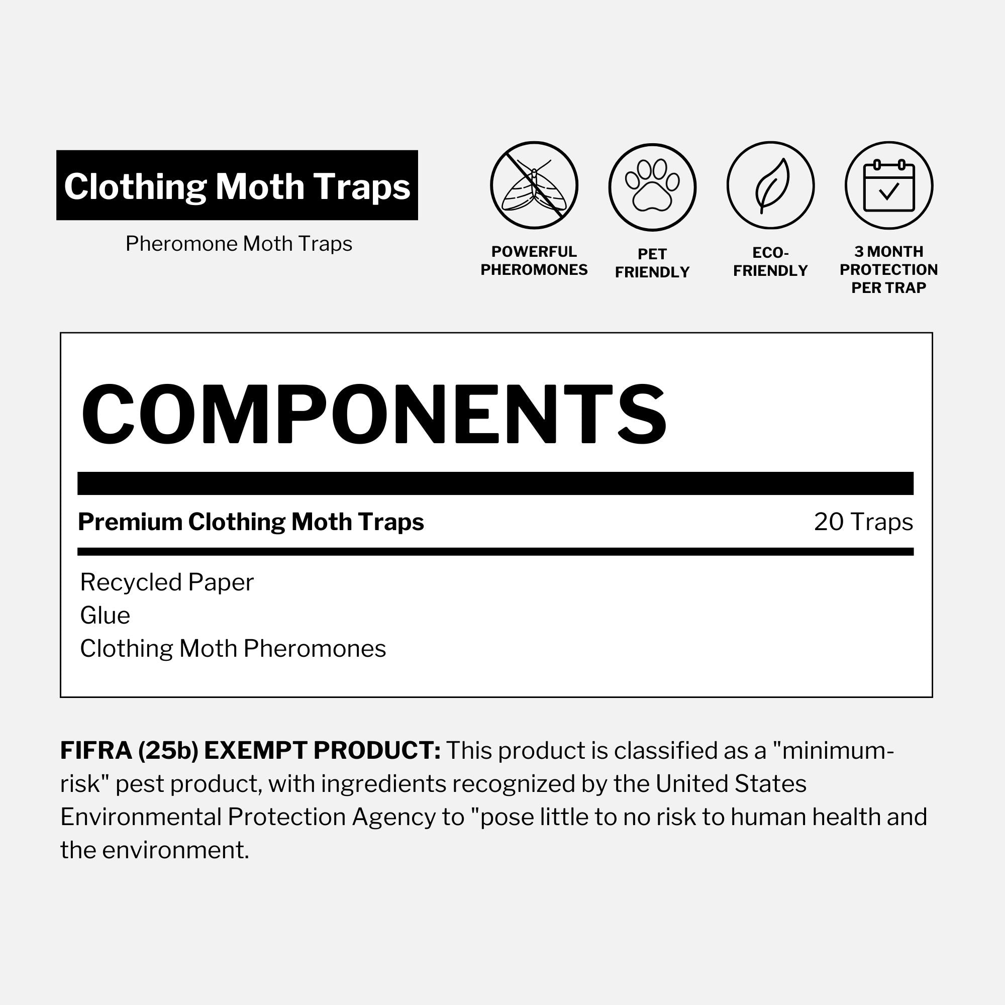 Components of Dr. Killigan's black clothing moth traps, box of 20