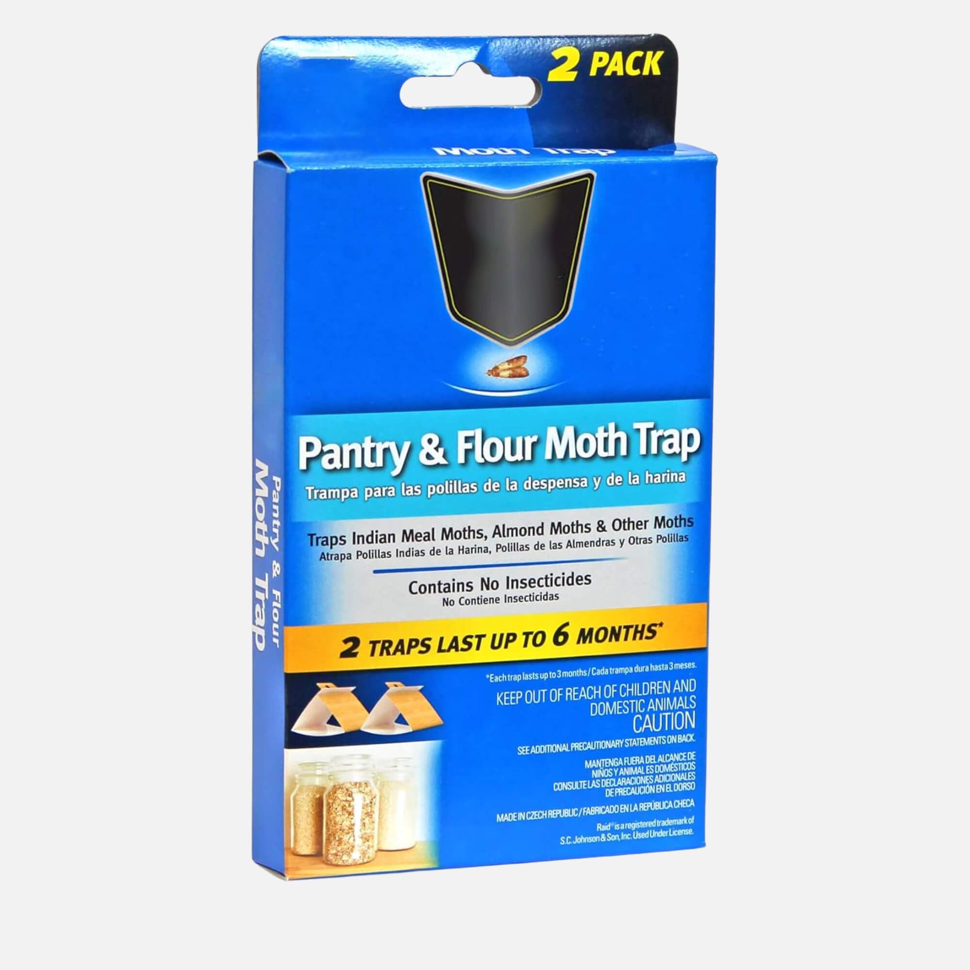 blue moth trap box on grey background
