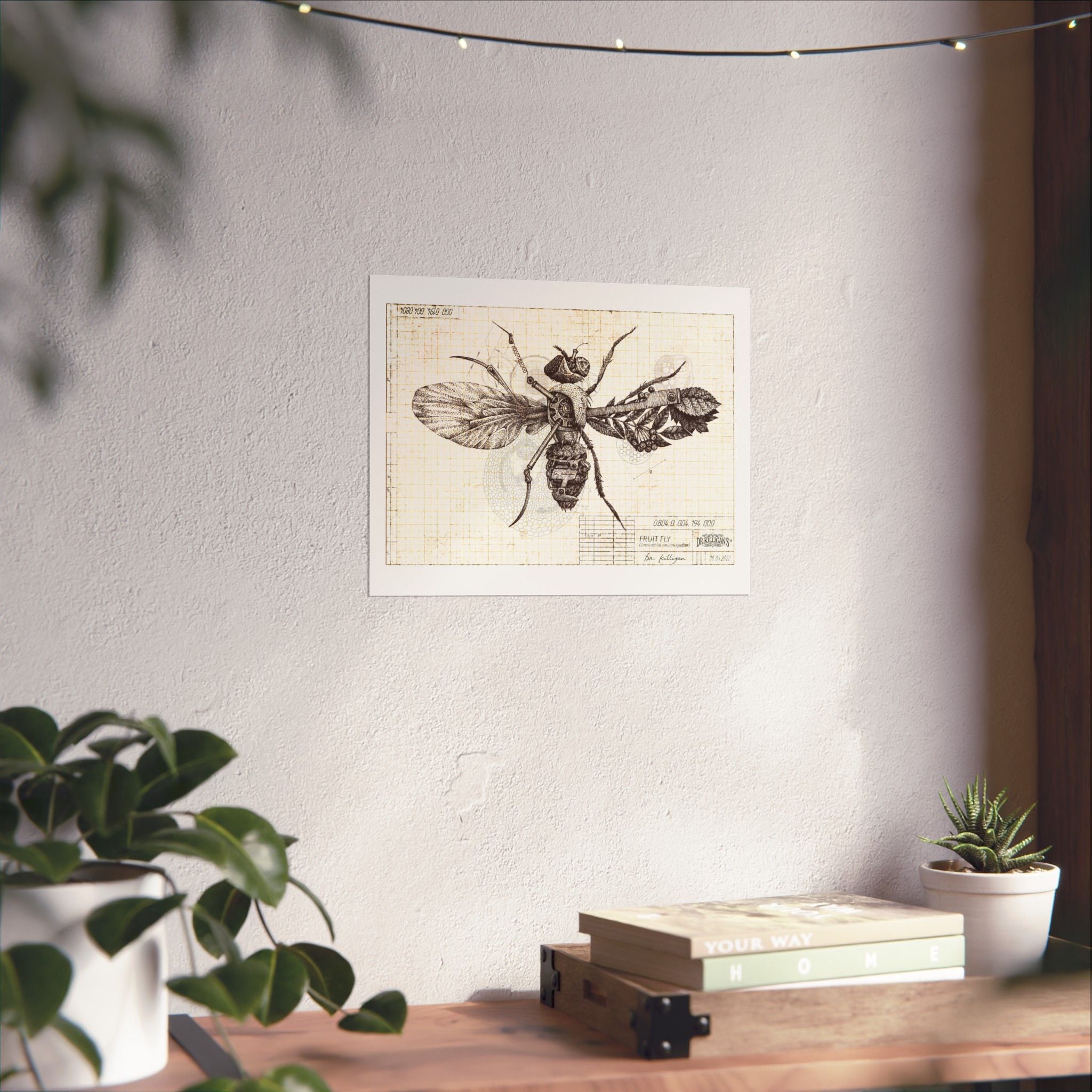 Vintage Fruit Fly Poster — Matte Horizontal Botanical Print
