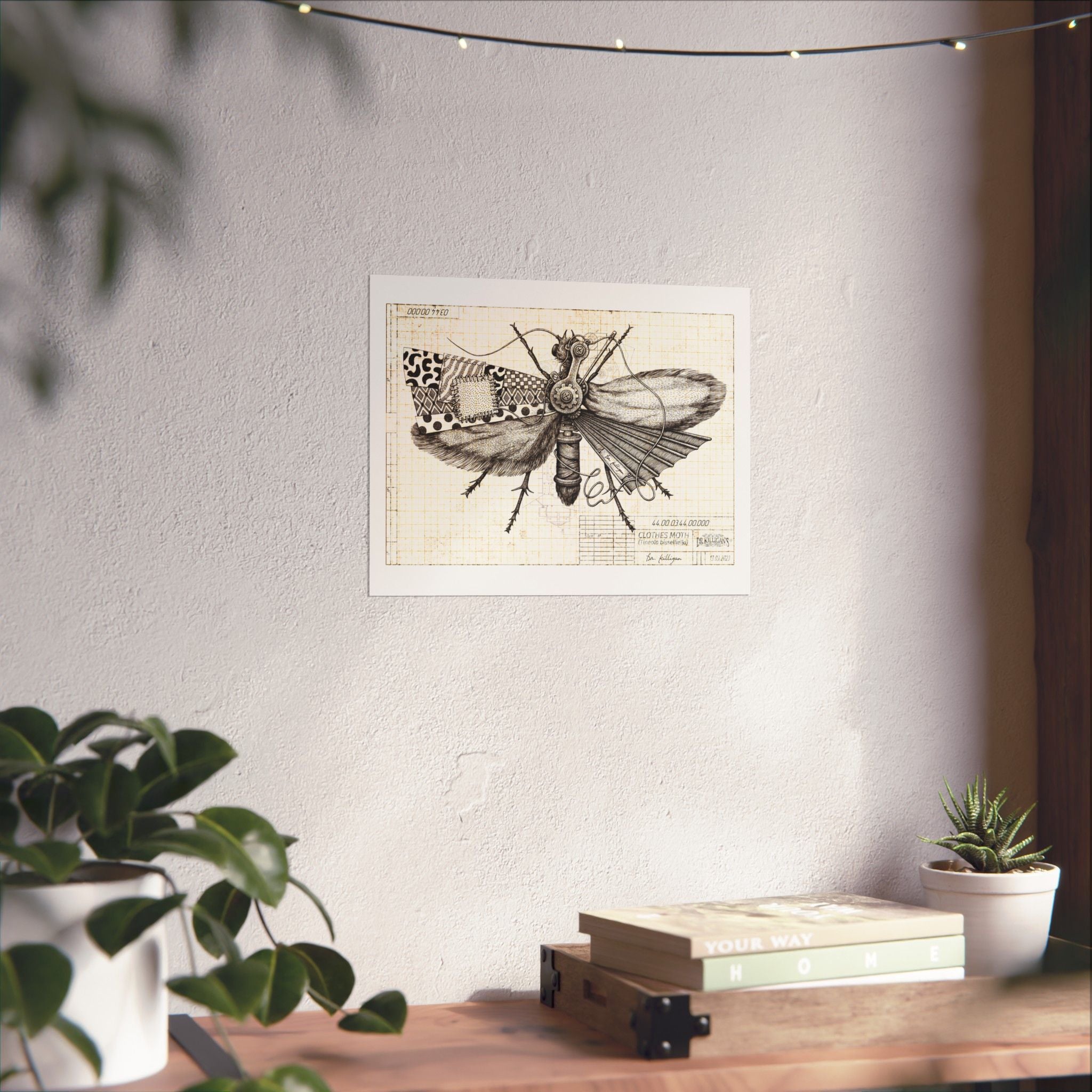 Vintage Clothing Moth Poster — Matte Horizontal Art Print