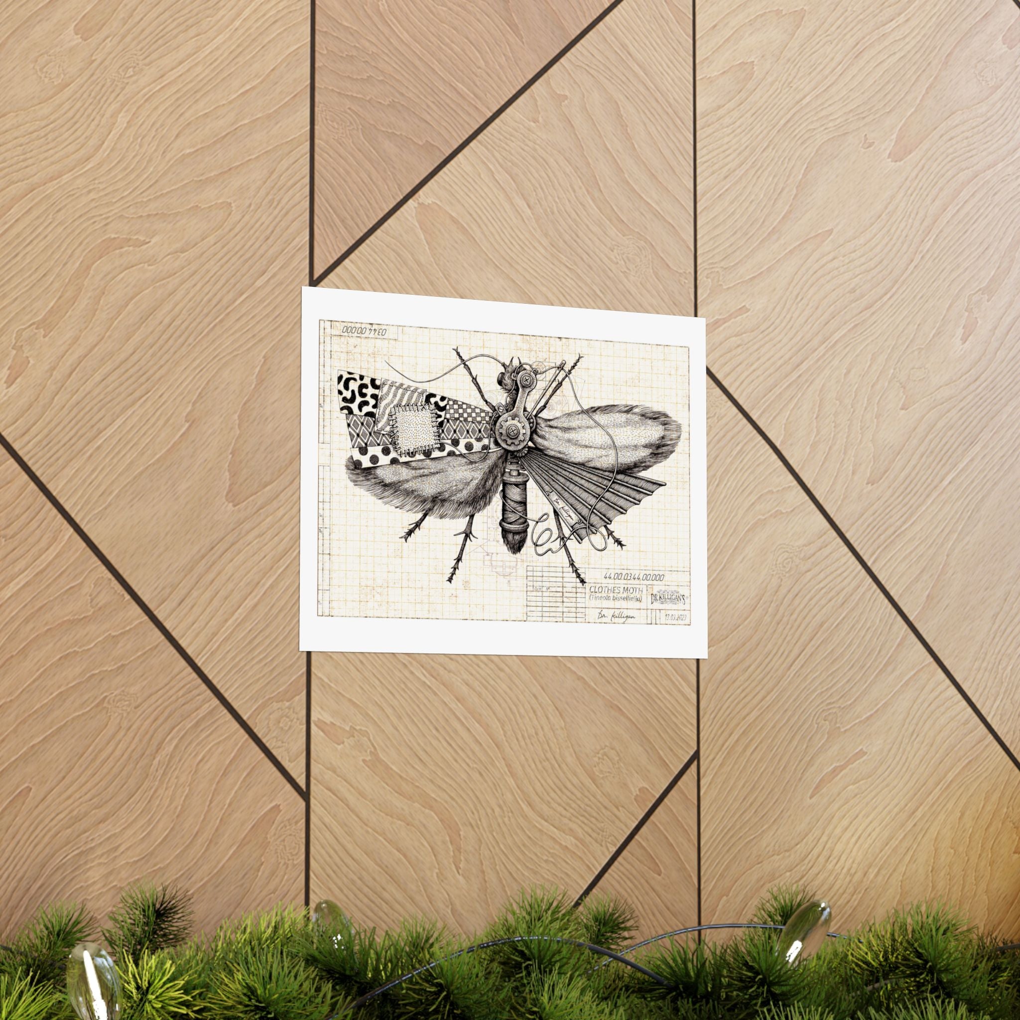 Vintage Clothing Moth Poster — Matte Horizontal Art Print